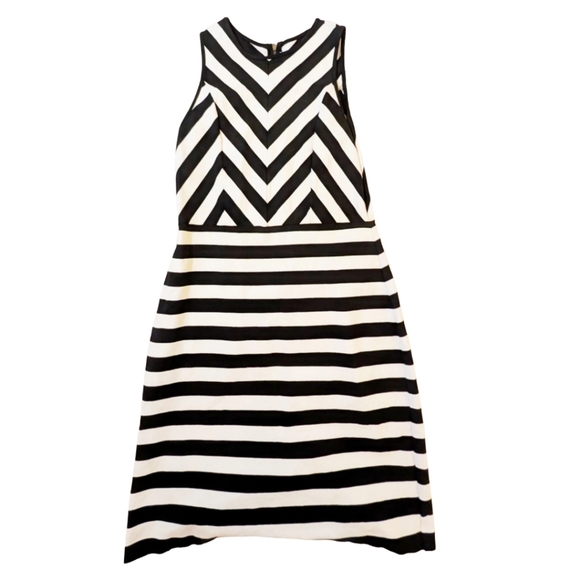 Ann Taylor Loft Women's Sleeveless Dress Black and White Stripes Size 6 - Picture 1 of 6